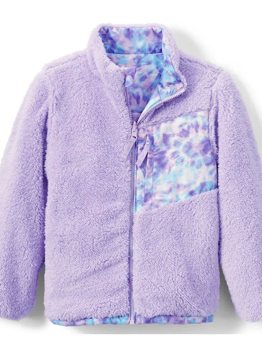 Двусторонняя флисовая пуховая куртка для девочек Lands' End, Lavender tie dye play — изображение 2 из 3