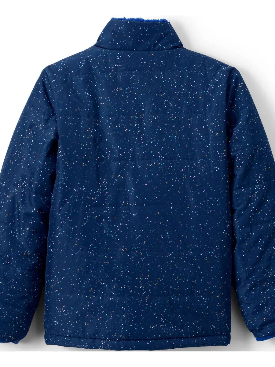 Двусторонняя флисовая пуховая куртка для девочек Lands' End, Night sky print — изображение 2 из 4