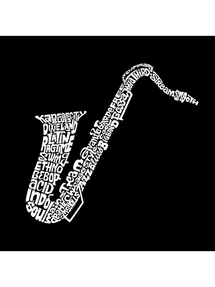 Мужская толстовка с круглым вырезом Word Art Sax LA Pop Art — изображение 2 из 2, черный