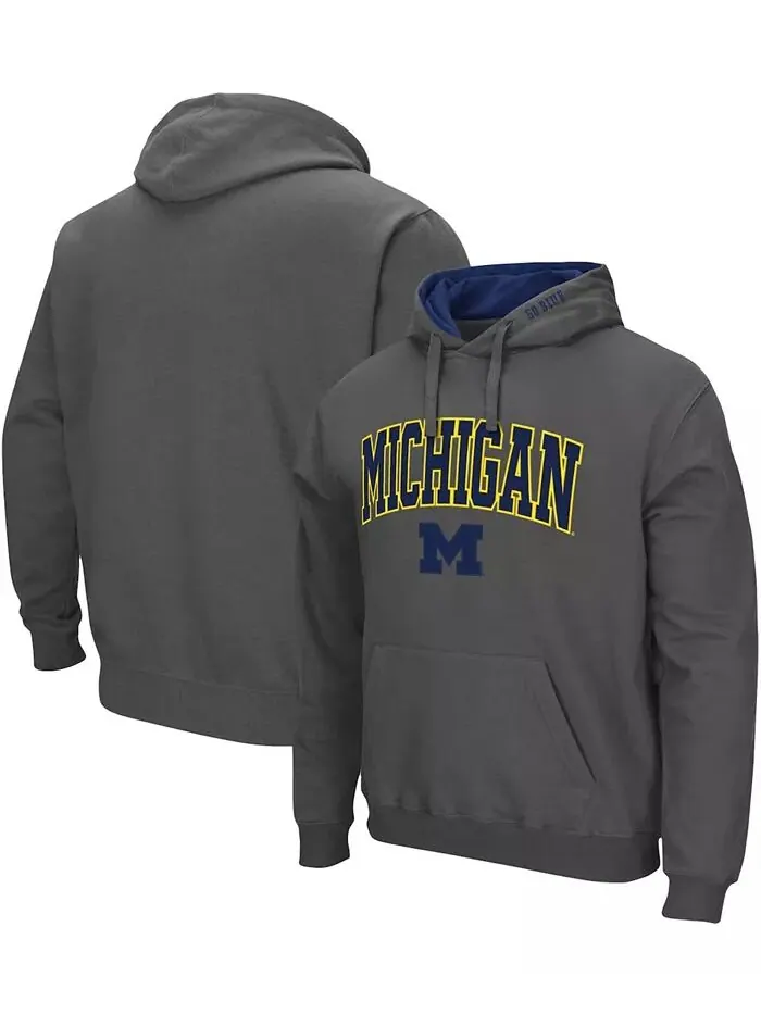 Мужская толстовка с капюшоном Michigan Wolverines Arch Logo 3.0 Colosseum — изображение 1 из 3, темно-серый