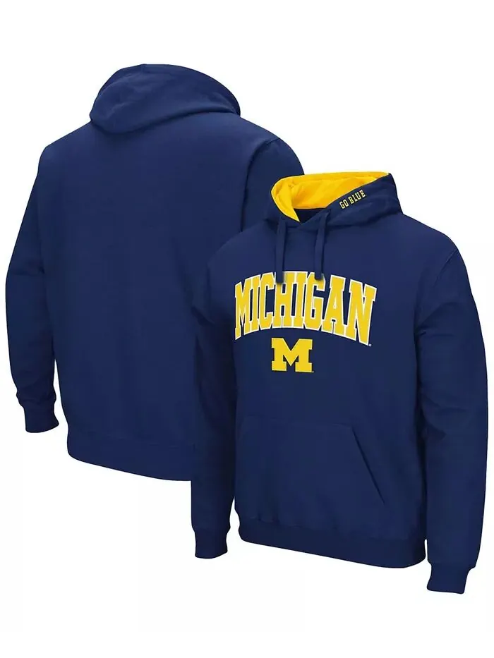 Мужская толстовка с капюшоном Michigan Wolverines Arch Logo 3.0 Colosseum — изображение 1 из 5, темно-синий