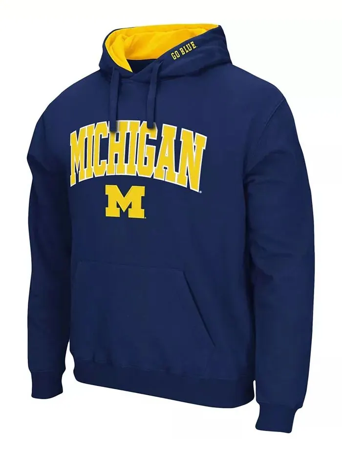 Мужская толстовка с капюшоном Michigan Wolverines Arch Logo 3.0 Colosseum — изображение 2 из 5, темно-синий