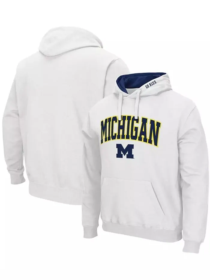 Мужская толстовка с капюшоном Michigan Wolverines Arch Logo 3.0 Colosseum — изображение 1 из 5, белый