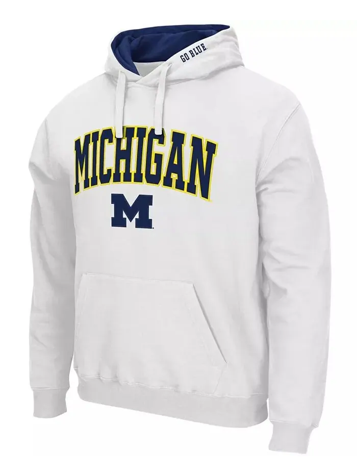 Мужская толстовка с капюшоном Michigan Wolverines Arch Logo 3.0 Colosseum — изображение 2 из 5, белый