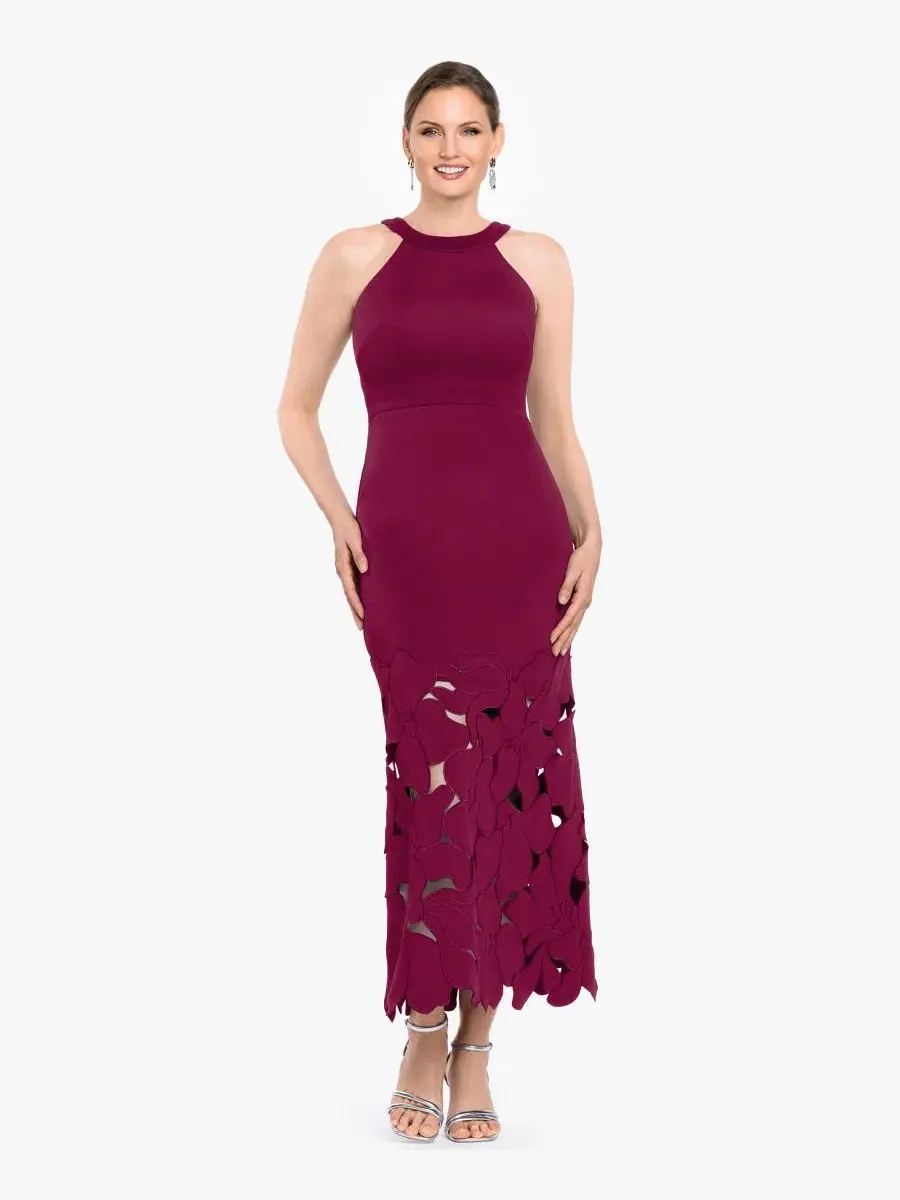 Платье-баллгаун с принтом, модель Petite Sleeveless Halter Neck Dress Betsy & Adam — изображение 1 из 4, красный