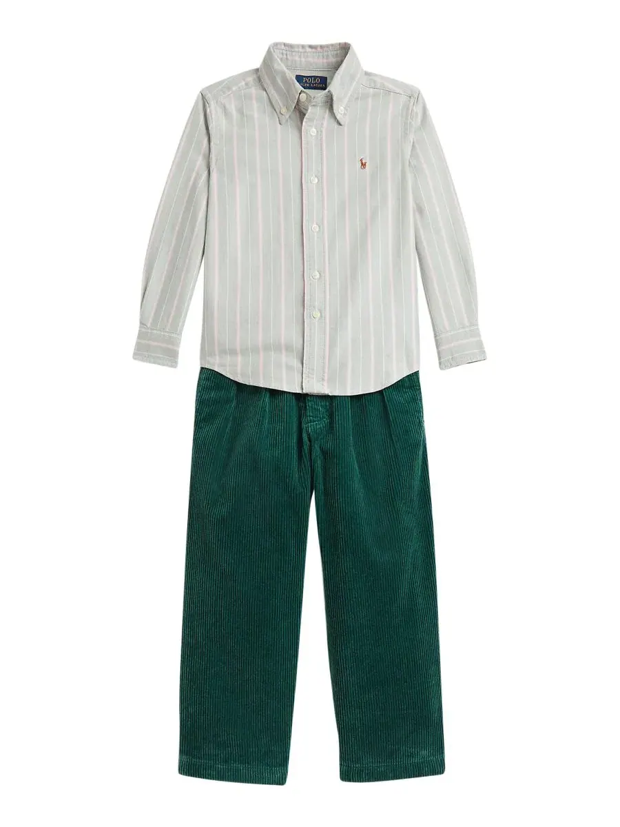 Комплект из рубашки-оксфорд и брюк из вельвета Polo Ralph Lauren — изображение 1 из 3, зеленый