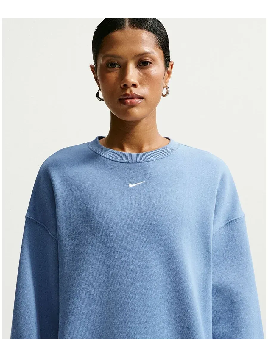 Худи оверсайз с капюшоном Studio Fleece Medium Weight Women's Oversized Sweatshirt Nike — изображение 2 из 5, синий