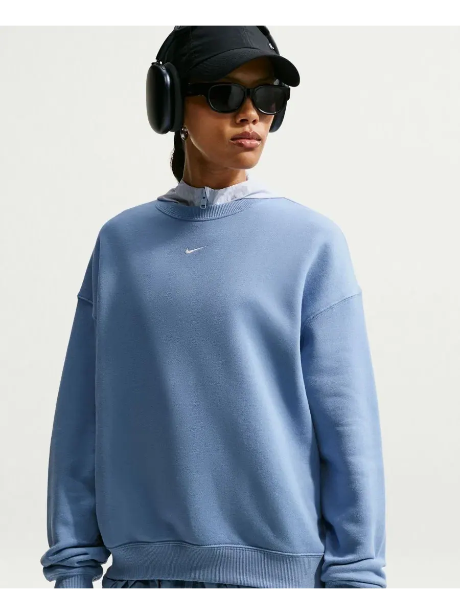 Худи оверсайз с капюшоном Studio Fleece Medium Weight Women's Oversized Sweatshirt Nike — изображение 3 из 5, синий
