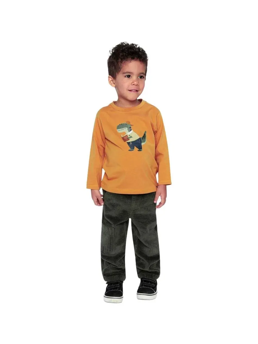 Штаны из вельвета с карго-карманом Boys Must-Haves Deux par Deux — изображение 4 из 6, серый