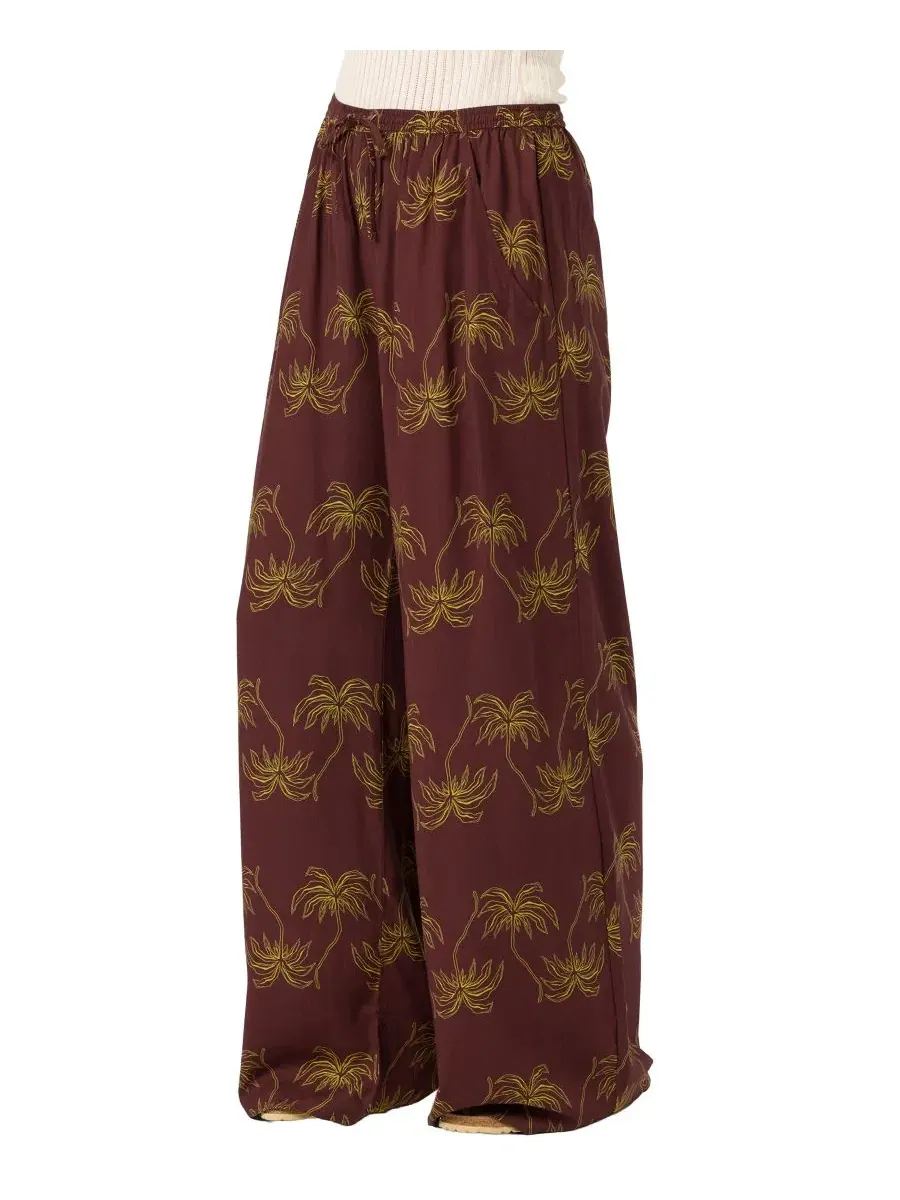 Штаны свободного кроя с широкой штаниной O'Neill Rosalie Palm Stripe — изображение 3 из 5, шоколад