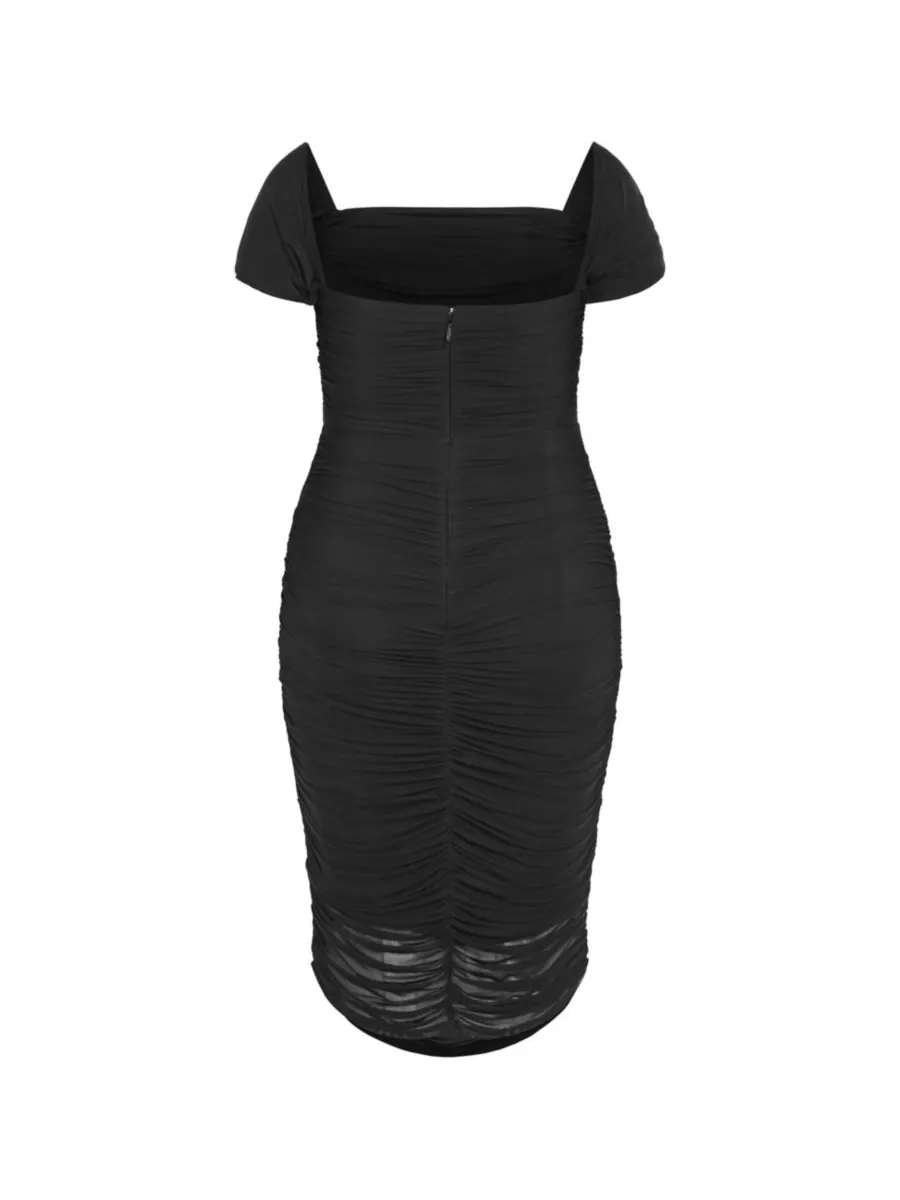 Платье Jazmin с драпировкой больших размеров CITY CHIC — изображение 3 из 4, черный
