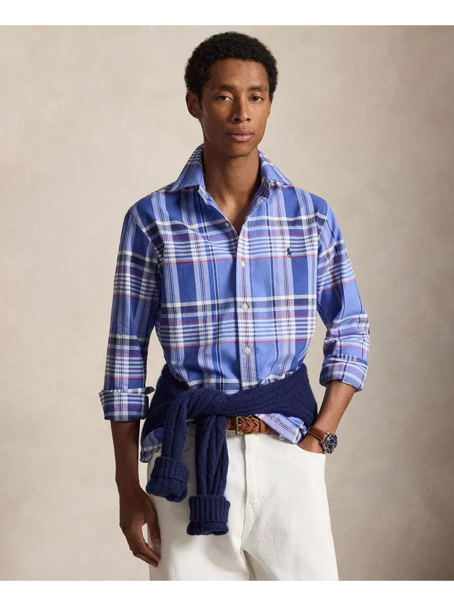 Классическая рубашка с текстурой с принтом The Iconic Rumple Texture Polo Ralph Lauren — изображение 1 из 5