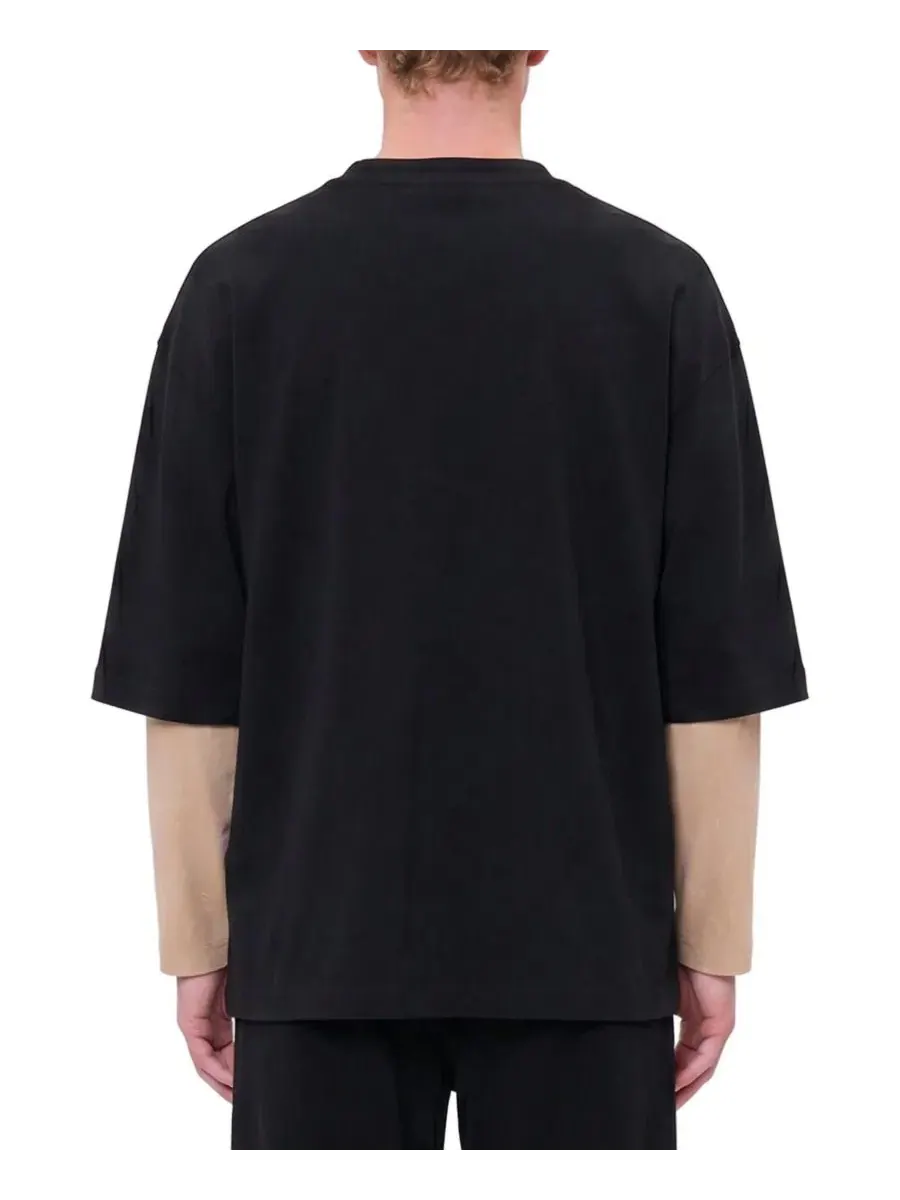 Футболка с принтом и контрастными рукавами Daydreamers Printed T-Shirt PCFG — изображение 2 из 7, черный
