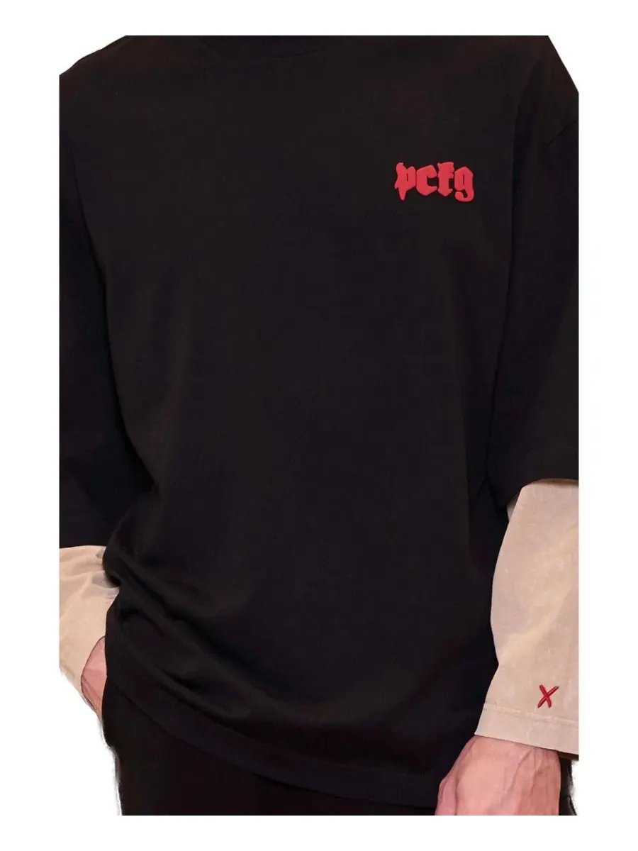 Футболка с принтом и контрастными рукавами Daydreamers Printed T-Shirt PCFG — изображение 3 из 7, черный