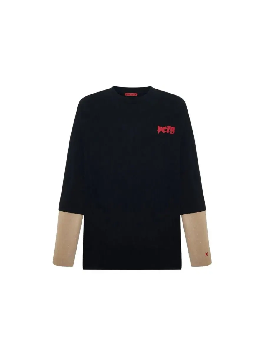 Футболка с принтом и контрастными рукавами Daydreamers Printed T-Shirt PCFG — изображение 4 из 7, черный
