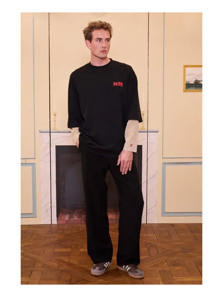 Футболка с принтом и контрастными рукавами Daydreamers Printed T-Shirt PCFG — изображение 5 из 7, черный