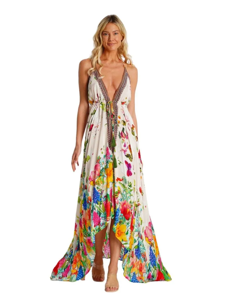 Женское длинное платье с воротником-халтером La Moda Clothing