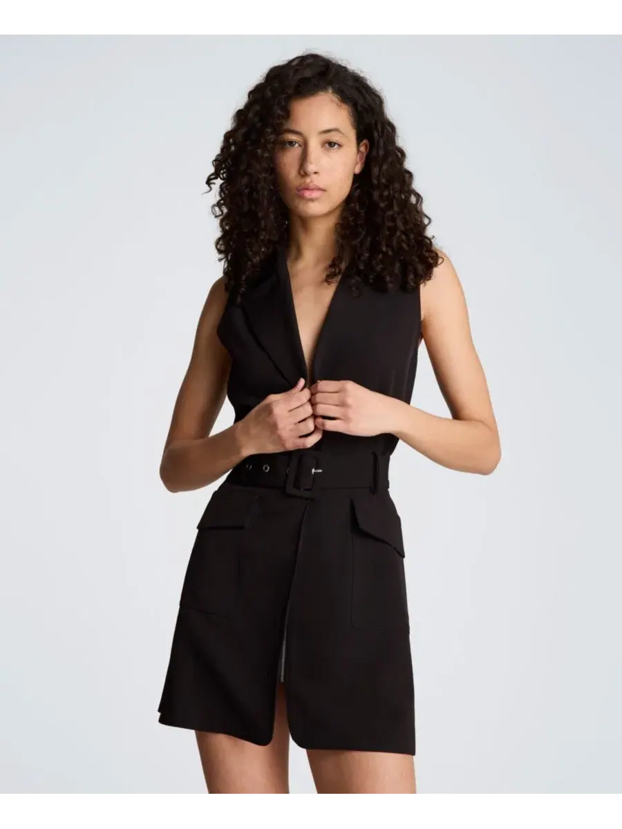 Платье с лацканами и поясом Kenneth Cole — изображение 5 из 8, мешковиновый