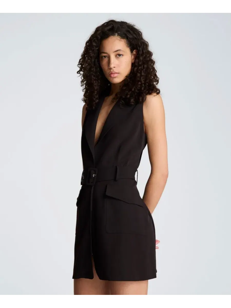 Платье с лацканами и поясом Kenneth Cole — изображение 6 из 8, мешковиновый