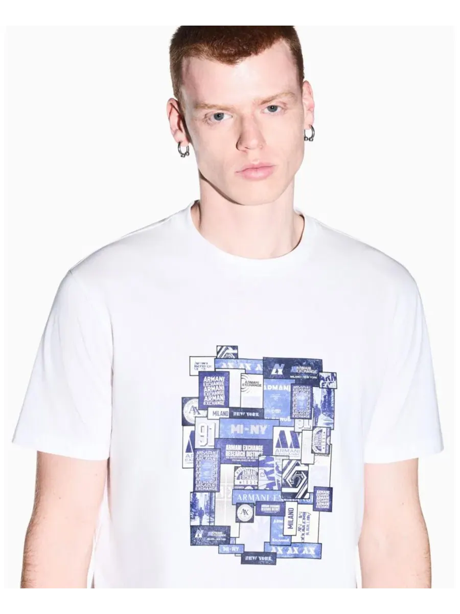 Футболка с принтом Collage Box A|X Armani Exchange — изображение 5 из 15, белый