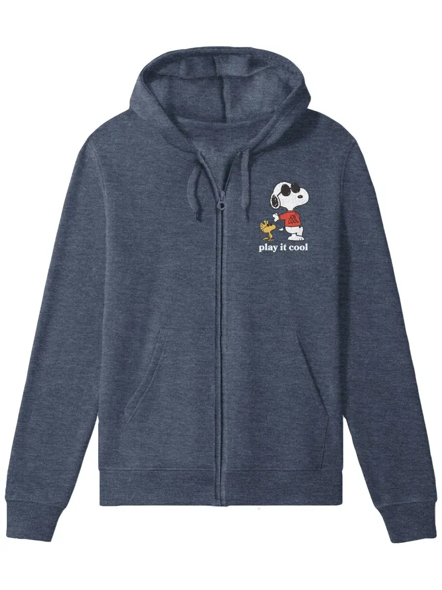 Худи с капюшоном и молнией, классического кроя, с принтом Snoopy Hybrid Apparel — изображение 2 из 4, темно-синий