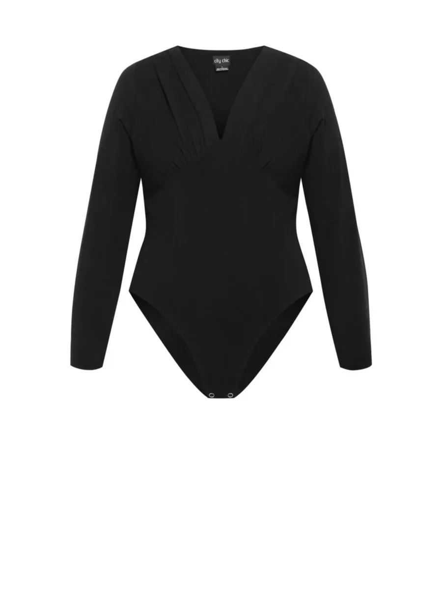 Женский боди Amelila с плиссировкой CITY CHIC — изображение 4 из 4, черный