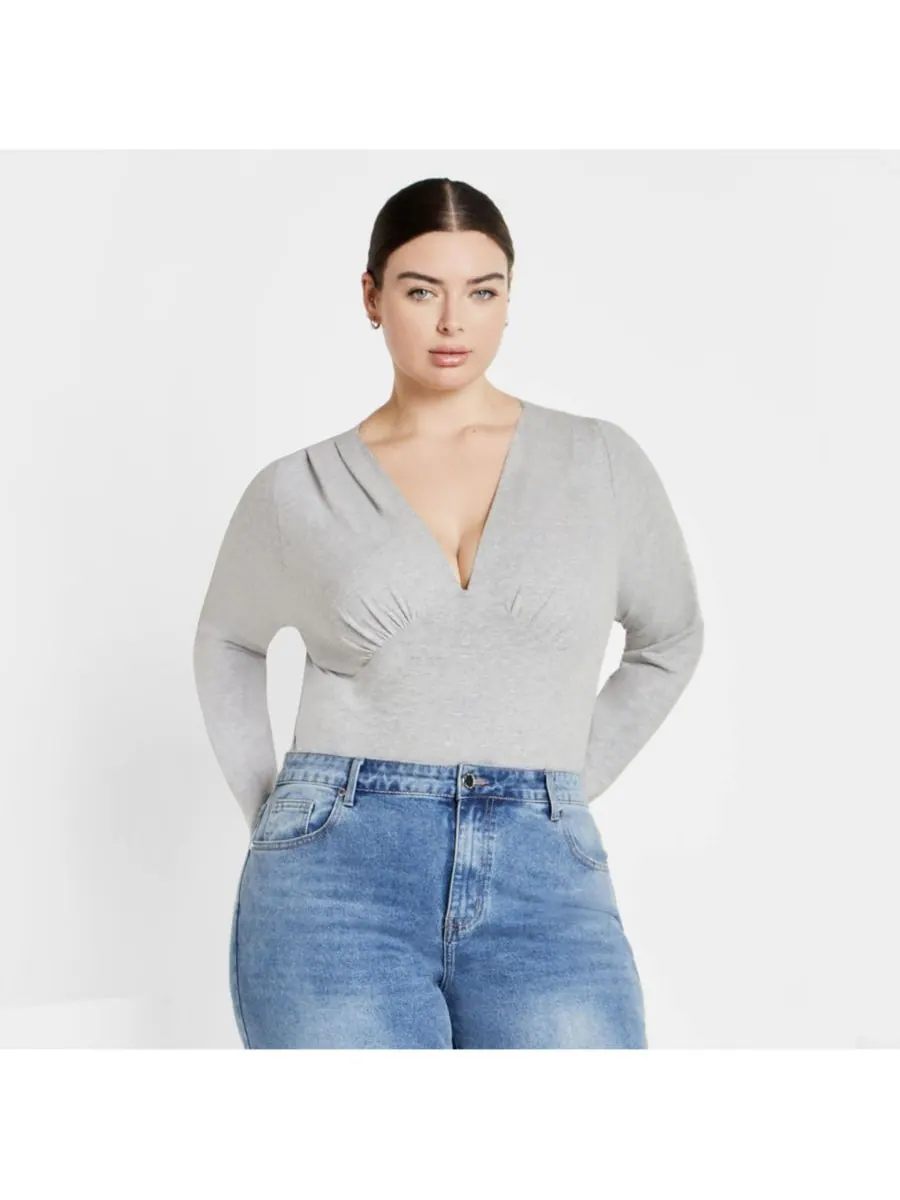 Женский боди Amelila с плиссировкой CITY CHIC — изображение 1 из 5, серый