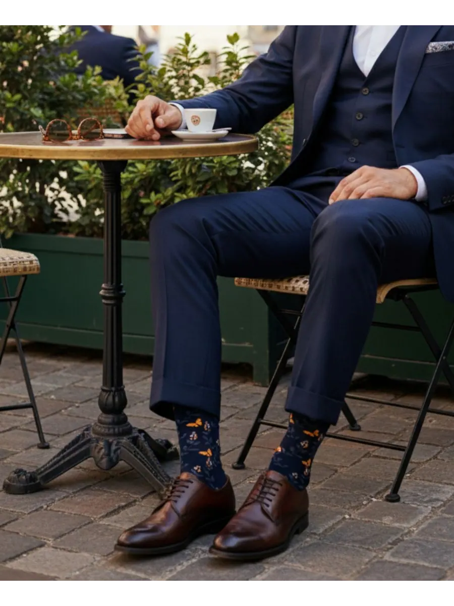 Мужские носки с бабочками Love Sock Company — изображение 2 из 3, темно-синий