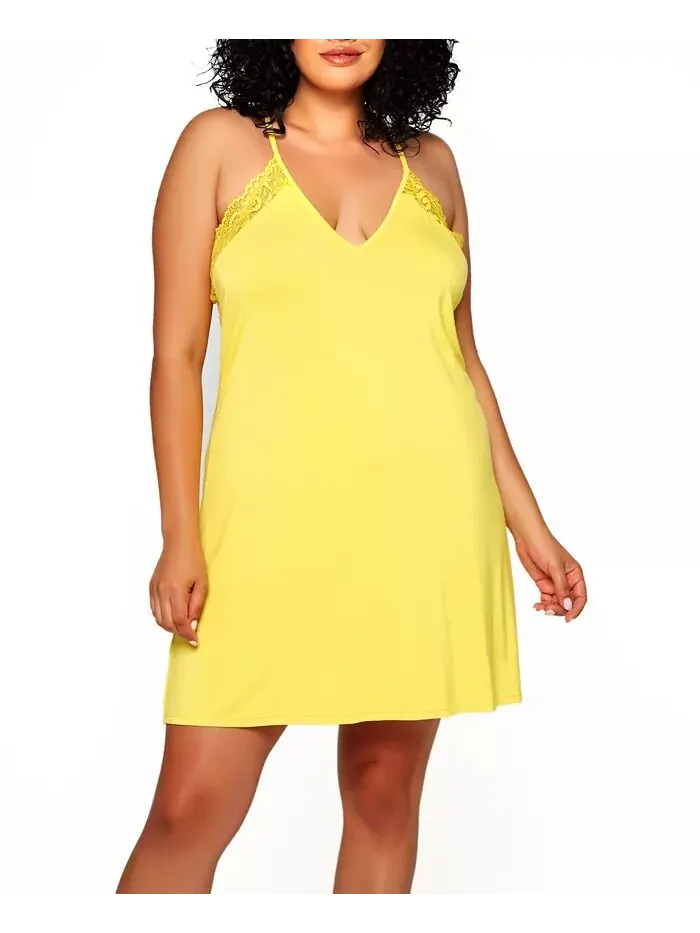 Нижнее белье Zennie Plus Size из модала и кружева iCollection — изображение 1 из 2, желтый