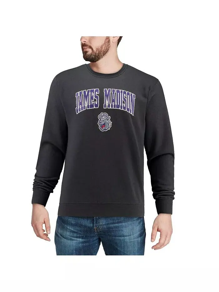 Мужская толстовка James Madison Dukes Arch and Logo с круглым вырезом Colosseum — изображение 2 из 4, темно-серый