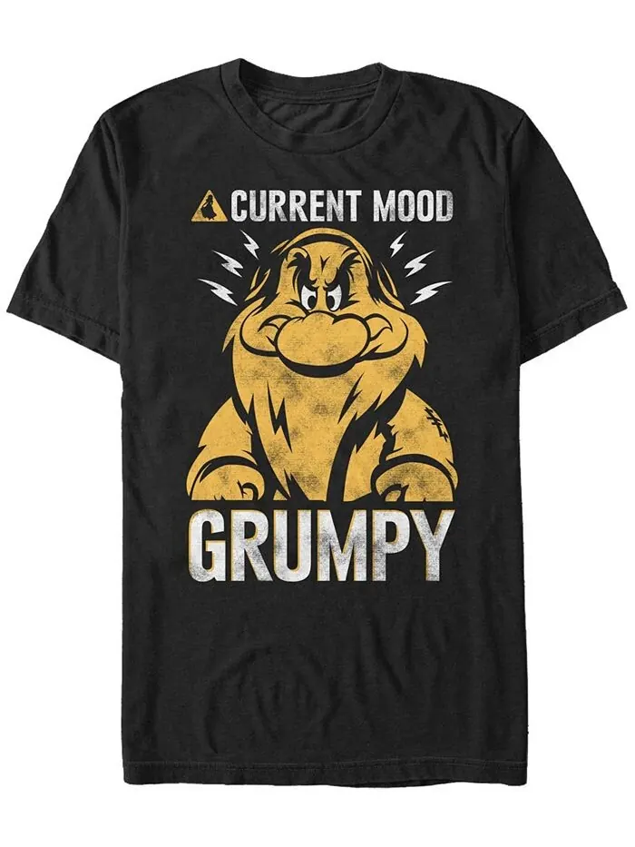 Мужская футболка Disney Snow White Grumpy Dwarf Current Mood, с коротким рукавом Fifth Sun — изображение 1 из 1, черный