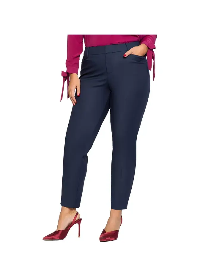 Женские брюки Kady Fit Plus Size с двойным переплетением Eloquii — изображение 1 из 3, синий