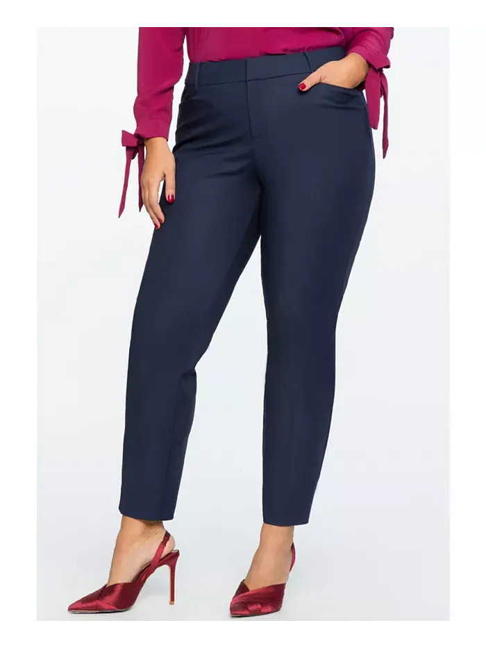 Женские брюки Kady Fit Plus Size с двойным переплетением Eloquii — изображение 2 из 3, синий