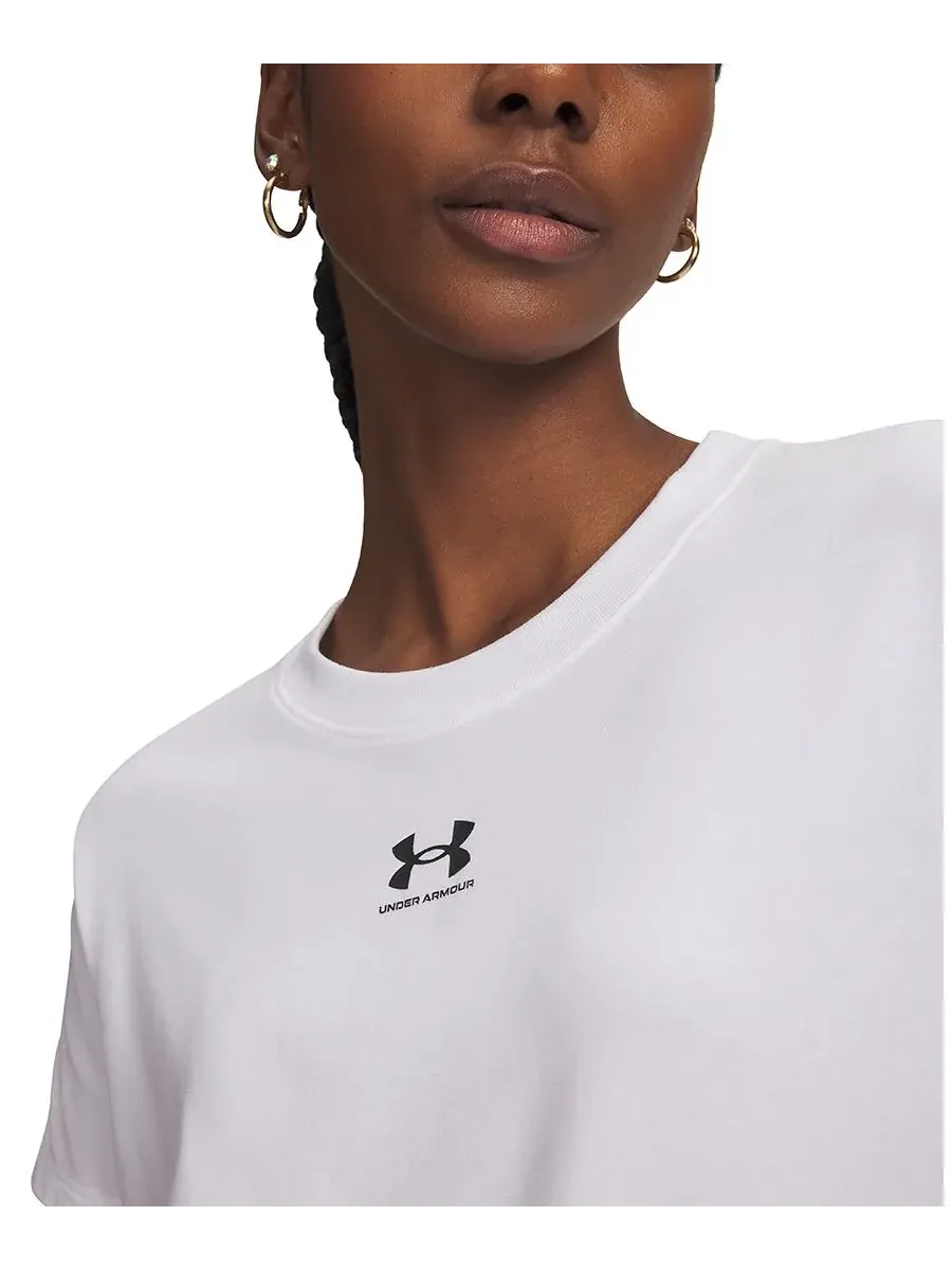 Женская футболка Rival Core с коротким рукавом и круглым вырезом Under Armour — изображение 2 из 3, белый