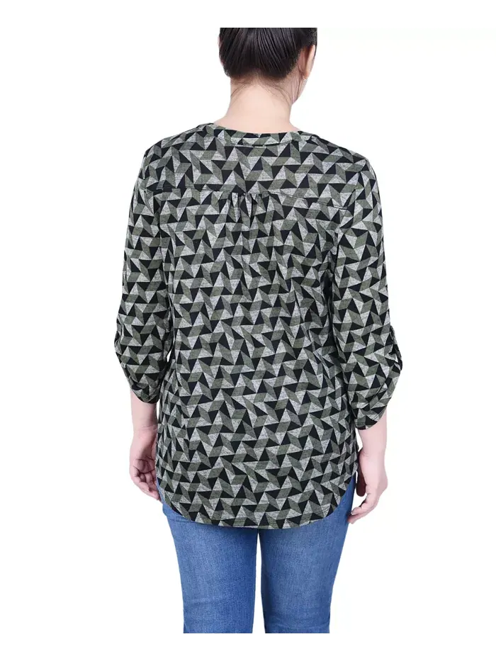 Женский топ с рукавом 3/4 NY Collection — изображение 2 из 4, оливковый