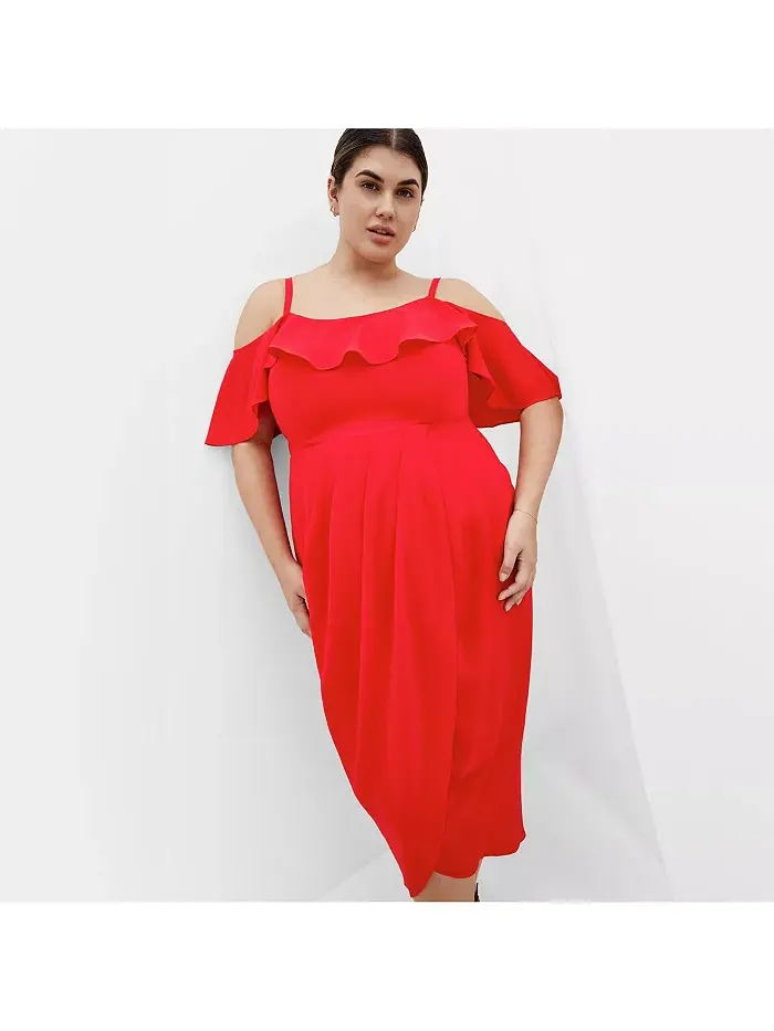 Платье миди с драпировкой Plus Size Flirtation CITY CHIC — изображение 1 из 5