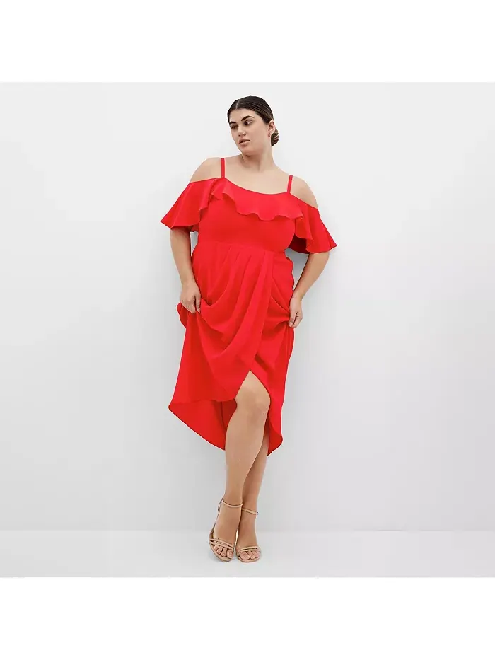 Платье миди с драпировкой Plus Size Flirtation CITY CHIC — изображение 2 из 5