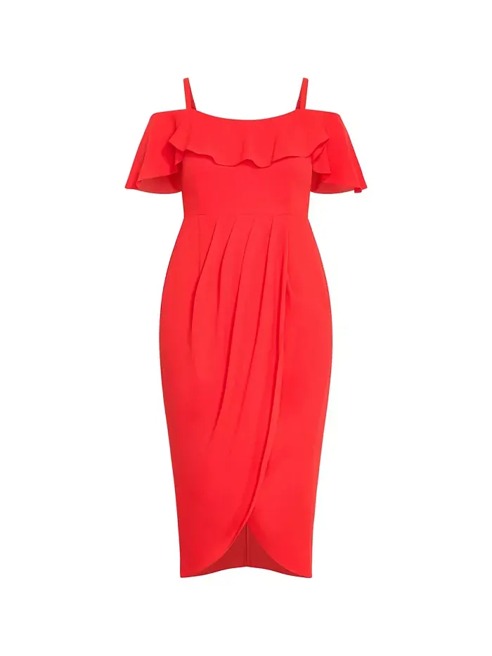 Платье миди с драпировкой Plus Size Flirtation CITY CHIC — изображение 4 из 5