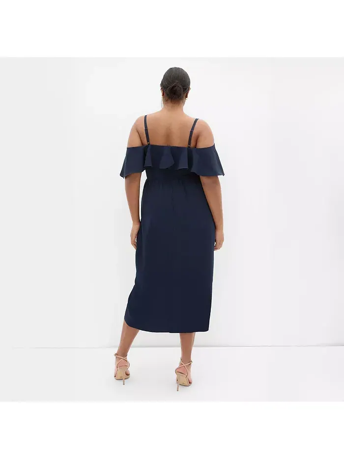 Платье миди с драпировкой Plus Size Flirtation CITY CHIC — изображение 2 из 4, темно-синий
