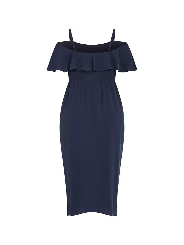 Платье миди с драпировкой Plus Size Flirtation CITY CHIC — изображение 4 из 4, темно-синий