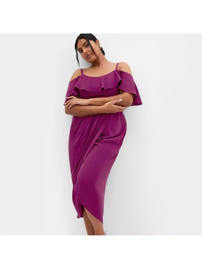 Платье миди с драпировкой Plus Size Flirtation CITY CHIC — изображение 1 из 5, красный