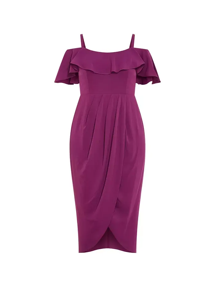 Платье миди с драпировкой Plus Size Flirtation CITY CHIC — изображение 4 из 5, красный