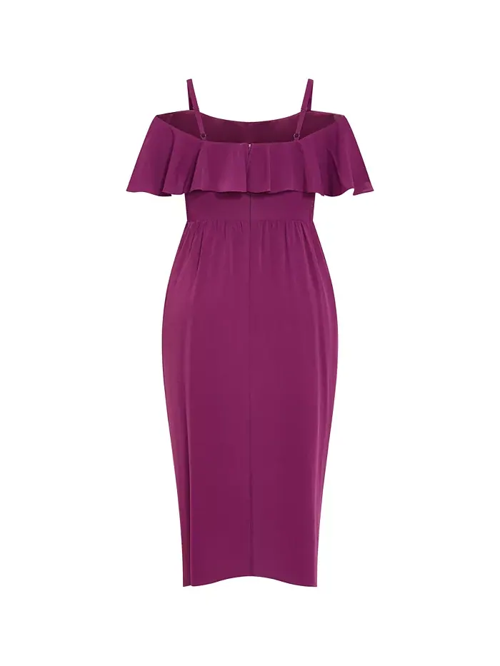 Платье миди с драпировкой Plus Size Flirtation CITY CHIC — изображение 5 из 5, красный
