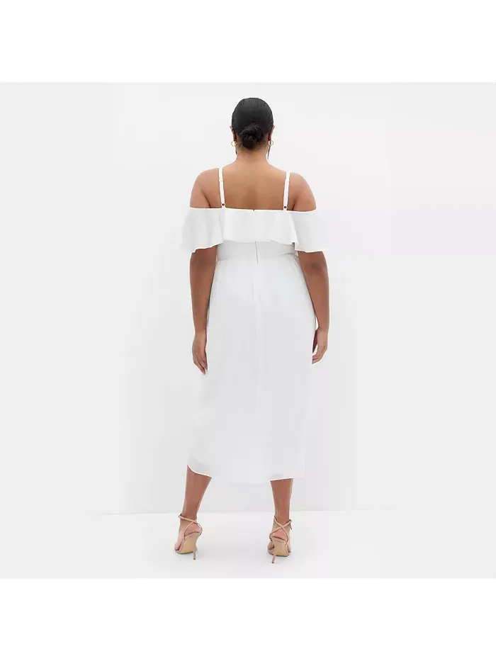 Платье миди с драпировкой Plus Size Flirtation CITY CHIC — изображение 2 из 5, белый