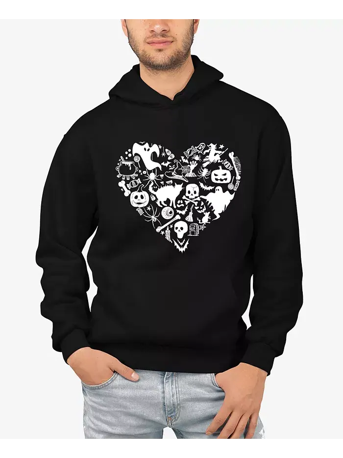 Мужская худи с тематическим принтом ко Дню всех святых Heart Word Art LA Pop Art — изображение 1 из 3, черный