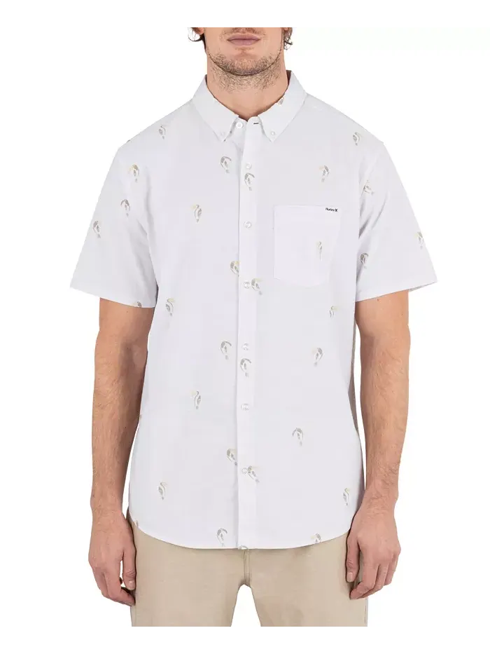 Мужская рубашка с коротким рукавом One and Only Stretch Print Hurley — изображение 1 из 5, белый
