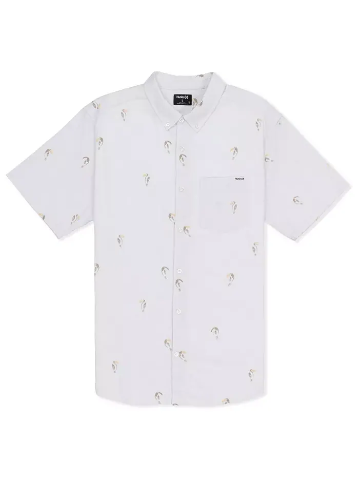 Мужская рубашка с коротким рукавом One and Only Stretch Print Hurley — изображение 3 из 5, белый