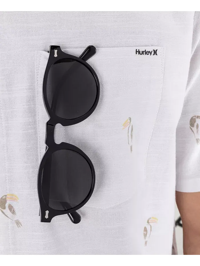 Мужская рубашка с коротким рукавом One and Only Stretch Print Hurley — изображение 5 из 5, белый