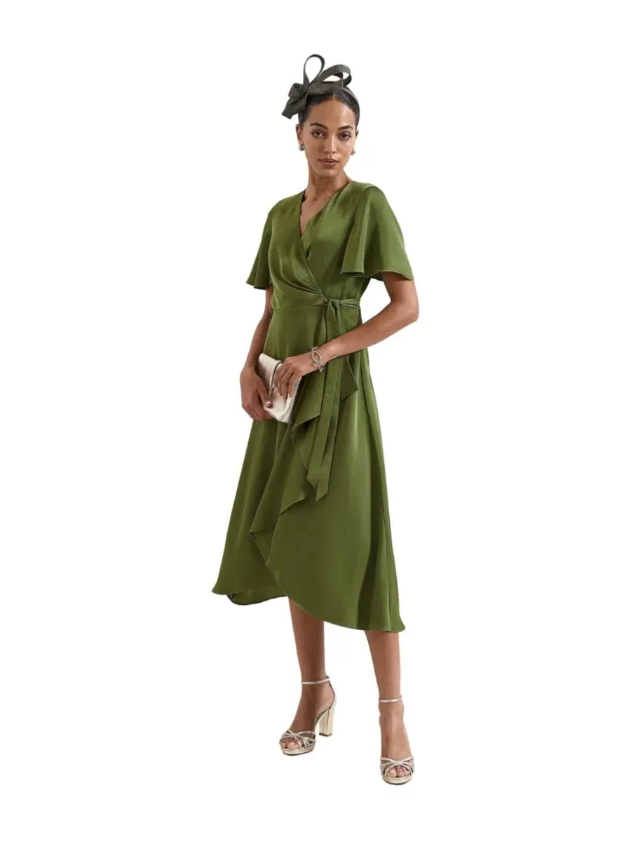 Платье миди с запахом Julissa V-Neck Satin Phase Eight — изображение 1 из 7, зеленый