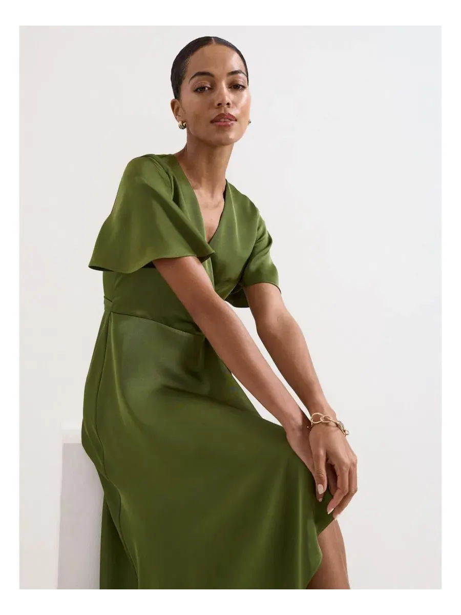 Платье миди с запахом Julissa V-Neck Satin Phase Eight — изображение 2 из 7, зеленый